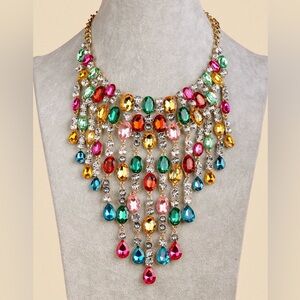 🆕 Water Drop Rhinestone Statement 
Necklace